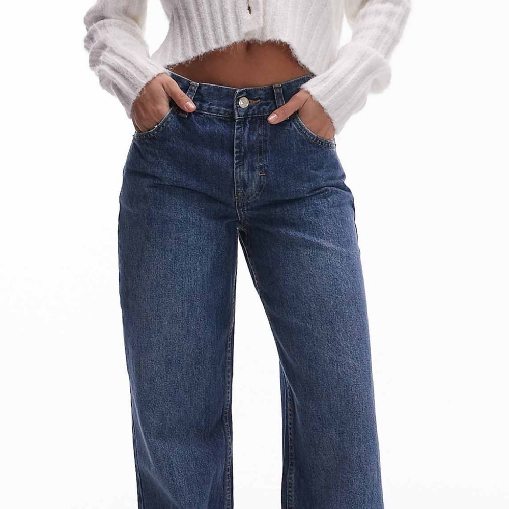 Topshop Ember Low Wide Jean in Rich Blue